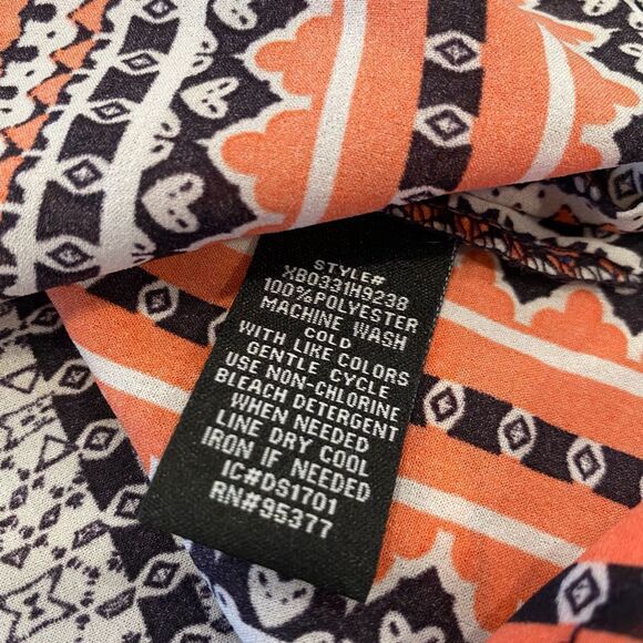 Sanctuary Small Boho Long Sleeve Coral & Navy Pattern Blouse - Picture 8 of 8